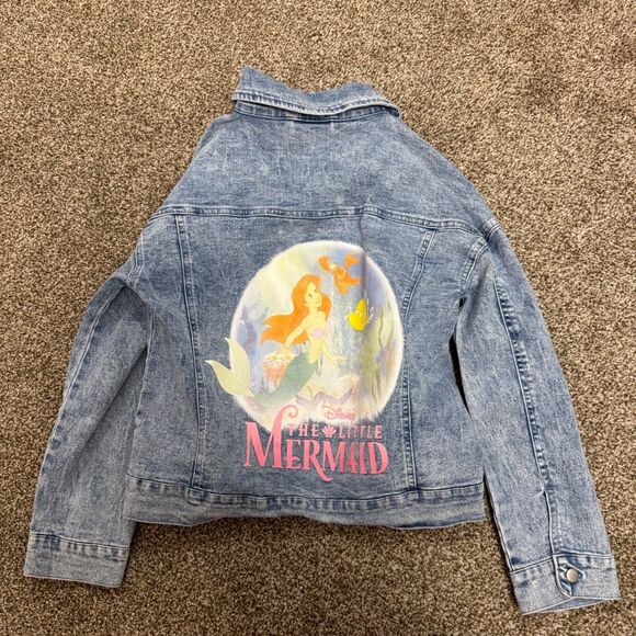 Disney Princess Jean‎ Jacket Girls Large Blue The Little Mermaid Button Up Denim - Picture 1 of 9